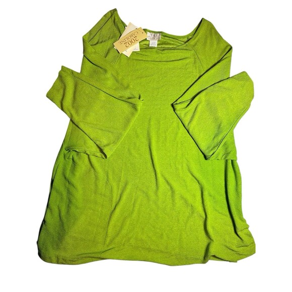 2002 Caroline Top Womens Plus One Size Green Pullover Very Stretchy Long Sleeve - Picture 1 of 9
